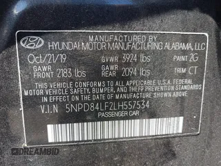 2020 Hyundai Elantra SEL with VIN 5NPD84LF2LH557534, listed as a IAAI auction lot 42481617 with 98,796 mi miles and . Bid and sale history available at DreamBid. Image 9.
