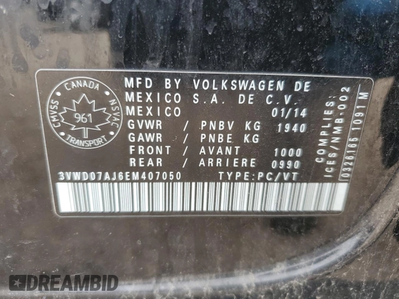 2014 Volkswagen Jetta SE с VIN 3VWD07AJ6EM407050, выставлен на аукционе Copart как лот 57455305 с пробегом 236 988 миль миль и Чистый • Clean title. История ставок и продаж доступна на DreamBid. Изображение 12.