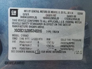 2008 Chevrolet Silverado 1500 1LT with VIN 3GCEC13J38G243316, listed as a Copart auction lot 45857755 with 203,734 mi miles and Salvage Title. Bid and sale history available at DreamBid. Image 12.
