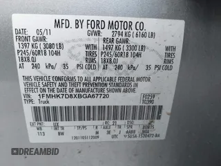 2011 Ford Explorer XLT с VIN 1FMHK7D8XBGA67720, выставлен на аукционе IAAI как лот 41712339 с пробегом 205 137 миль миль и . История ставок и продаж доступна на DreamBid. Изображение 9.