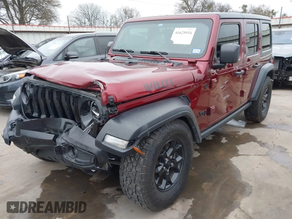 2021 Jeep Wrangler Unlimited Sport S with VIN 1C4HJXDN9MW777830, listed as a IAAI auction lot 41625934 with 42,251 mi miles and . Bid and sale history available at DreamBid. Image 6.