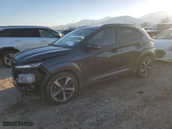 2021 Hyundai Kona Ultimate with VIN KM8K5CA50MU686931, listed as a Copart auction lot 46915445 with 43,612 mi miles and Salvage Title. Bid and sale history available at carsss.com. Image 1.