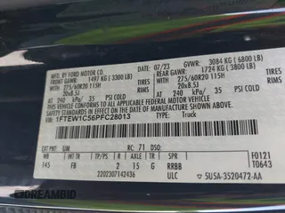 2023 Ford F-150 XL with VIN 1FTEW1C56PFC28013, listed as a IAAI auction lot 42242994 with Not Provided miles and . Bid and sale history available at DreamBid. Image 9.