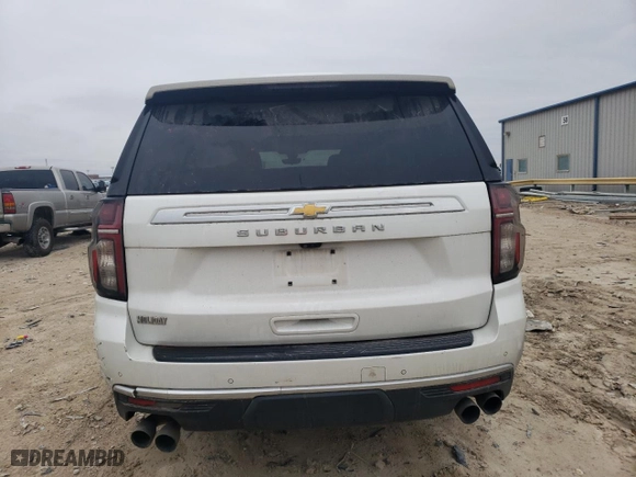 2021 Chevrolet Suburban High Country with VIN 1GNSKGKL6MR149816, listed as a Copart auction lot 83564234 with 104,623 mi miles and Salvage Title. Bid and sale history available at carsss.com. Image 6.