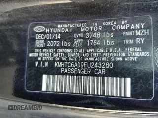 2015 Hyundai Veloster z VIN KMHTC6AD9FU243280, wystawiony jako Copart lot #55833475 z przebiegiem 72 262 mil mil oraz Szkoda całkowita • Salvage title. Historia ofert i sprzedaży dostępna na DreamBid. Obrazek 13.