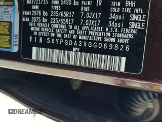 2016 Kia Sorento LX with VIN 5XYPGDA3XGG069826, listed as a Copart auction lot 54824995 with 129,914 mi miles and Salvage Title. Bid and sale history available at DreamBid. Image 13.