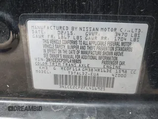 2015 Nissan Note SV with VIN 3N1CE2CP2FL416925, listed as a IAAI auction lot 42071998 with 140,063 mi miles and . Bid and sale history available at DreamBid. Image 9.