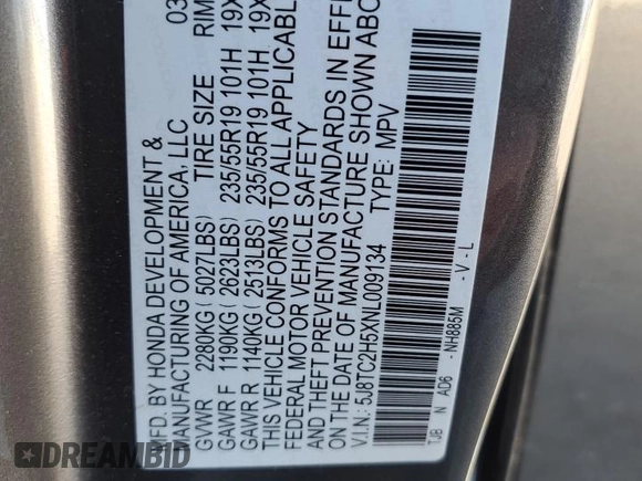 2022 Acura RDX w/Technology Package with VIN 5J8TC2H5XNL009134, listed as a Copart auction lot 81839264 with 9,200 mi miles and Salvage Title. Bid and sale history available at carsss.com. Image 13.