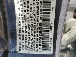 2016 Honda Civic Sedan LX with VIN 19XFC2F50GE008570, listed as a Copart auction lot 52516505 with 193,637 mi miles and Salvage Title. Bid and sale history available at carsss.com. Image 12.