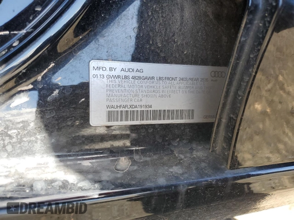 2013 Audi A4 Premium Plus with VIN WAUHFAFLXDA191934, listed as a Copart auction lot 78159544 with 151,335 mi miles and Clean Title. Bid and sale history available at carsss.com. Image 12.