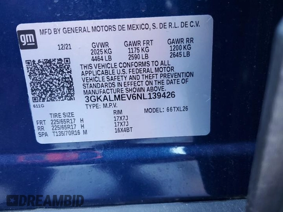 2022 GMC Terrain SLE with VIN 3GKALMEV6NL139426, listed as a Copart auction lot 47931685 with 32,864 mi miles and Salvage Title. Bid and sale history available at carsss.com. Image 13.
