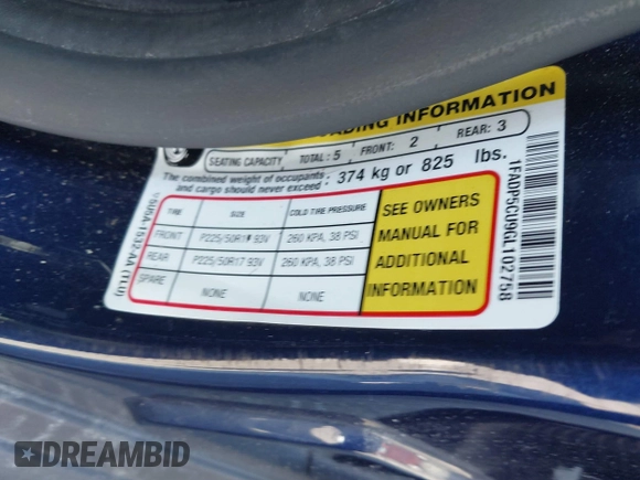 2016 Ford C-Max Energi SEL with VIN 1FADP5CU9GL102758, listed as a IAAI auction lot 41989630 with 103,410 mi miles. Bid and sale history available at carsss.com. Image 9.