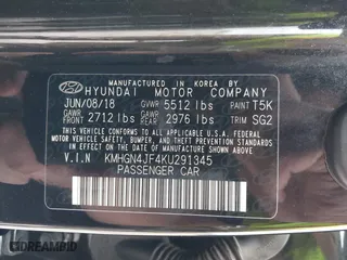 2019 Hyundai Genesis 5.0L with VIN KMHGN4JF4KU291345, listed as a IAAI auction lot 41973574 with 68,924 mi miles. Bid and sale history available at carsss.com. Image 9.