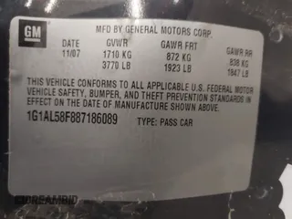 2008 Chevrolet Cobalt LT z VIN 1G1AL58F887186089, wystawiony jako IAAI lot #42192295 z przebiegiem 136 910 mil mil oraz . Historia ofert i sprzedaży dostępna na DreamBid. Obrazek 9.
