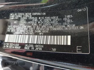 2013 Toyota Land Cruiser z VIN JTMHY7AJ7D4019851, wystawiony jako IAAI lot #42143196 z przebiegiem 147 560 mil mil oraz . Historia ofert i sprzedaży dostępna na DreamBid. Obrazek 9.