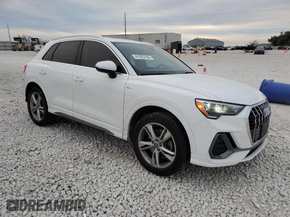 2020 Audi Q3 S line Premium with VIN WA1DECF33L1008687, listed as a Copart auction lot 41523185 with 56,905 mi miles and Salvage Title. Bid and sale history available at carsss.com. Image 4.