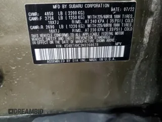 2022 Subaru Outback Limited with VIN 4S4BTANC3N3268678, listed as a Copart auction lot 62884035 with 37,360 mi miles and Salvage title. Bid and sale history available at DreamBid. Image 13.