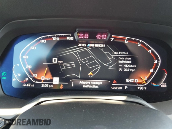 2023 BMW X6 M50i with VIN 5UXCY8C09P9P28422, listed as a Copart auction lot 52818133 with 4,131 mi miles and Salvage Title. Bid and sale history available at carsss.com. Image 9.