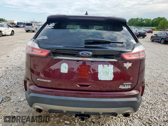 2020 Ford Edge SEL with VIN 2FMPK3J96LBB52242, listed as a Copart auction lot 60804145 with 42,287 mi miles and Salvage title. Bid and sale history available at DreamBid. Image 6.