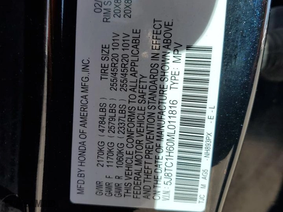 2021 Acura RDX w/A-Spec Package with VIN 5J8TC1H60ML011816, listed as a Copart auction lot 75062894 with 90,235 mi miles and Salvage Title. Bid and sale history available at carsss.com. Image 15.