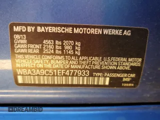 2014 BMW 3 Series 335i with VIN WBA3A9C51EF477933, listed as a Copart auction lot 80443554 with 53,927 mi miles and Salvage Title. Bid and sale history available at carsss.com. Image 12.