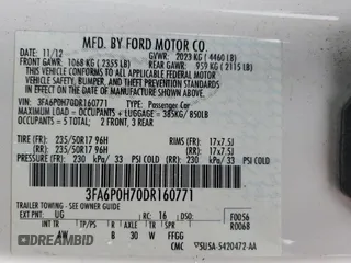 2013 Ford Fusion SE with VIN 3FA6P0H70DR160771, listed as a Copart auction lot 58441865 with 153,730 mi miles and Salvage title. Bid and sale history available at DreamBid. Image 12.