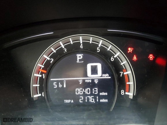 2017 Honda CR-V LX with VIN 2HKRW5H38HH401540, listed as a Copart auction lot 53505555 with 64,013 mi miles and Salvage Title. Bid and sale history available at carsss.com. Image 9.