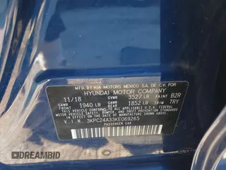 2019 Hyundai Accent SE with VIN 3KPC24A33KE069265, listed as a IAAI auction lot 41424869 with 104,521 mi miles and . Bid and sale history available at DreamBid. Image 9.