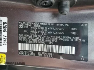 2014 Toyota Sienna LE AAS with VIN 5TDKK3DC9ES521442, listed as a Copart auction lot 64471525 with 331,395 mi miles and Salvage title. Bid and sale history available at DreamBid. Image 14.