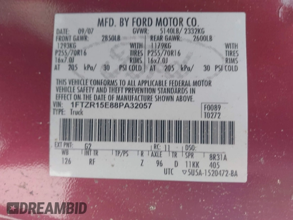 2008 Ford Ranger XL z VIN 1FTZR15E88PA32057, wystawiony jako IAAI lot #42514618 z przebiegiem 218 186 mil mil oraz . Historia ofert i sprzedaży dostępna na DreamBid. Obrazek 9.