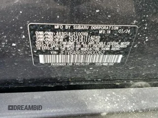 2024 Subaru WRX с VIN JF1VBAB6XR9800262, выставлен на аукционе Copart как лот 45820215 с пробегом 6 541 миль миль и Списание • Salvage title. История ставок и продаж доступна на DreamBid. Изображение 14.