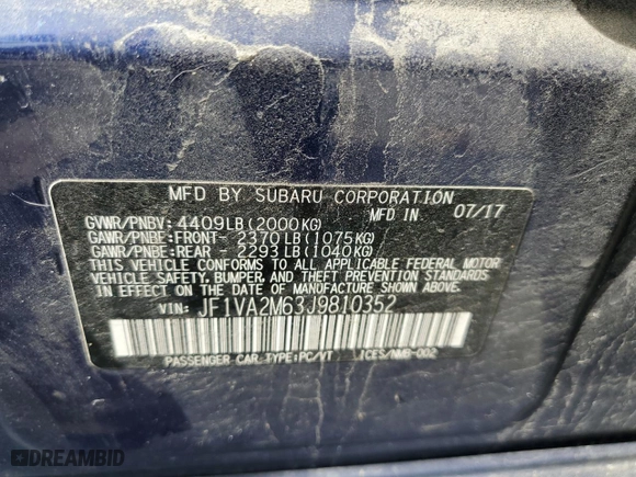 2018 Subaru WRX STI with VIN JF1VA2M63J9810352, listed as a Copart auction lot 46409115 with 109,645 mi miles and Salvage Title. Bid and sale history available at carsss.com. Image 12.