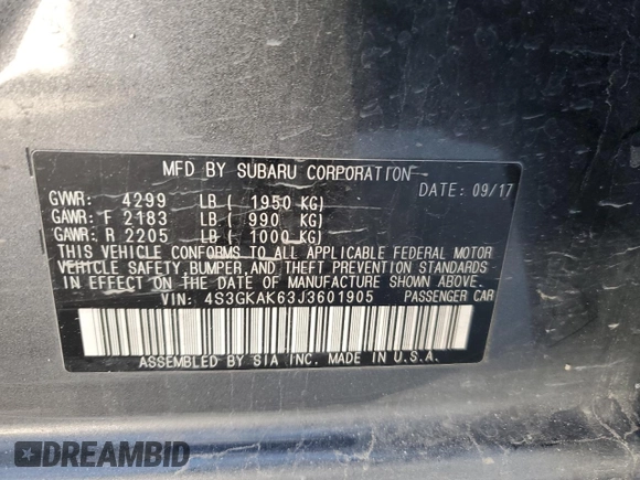 2018 Subaru Impreza Special Sports z VIN 4S3GKAK63J3601905, wystawiony jako Copart lot #53110275 z przebiegiem 111 195 mil mil oraz Szkoda całkowita • Salvage title. Historia ofert i sprzedaży dostępna na DreamBid. Obrazek 13.