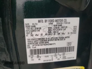 2013 Ford F-150 XL with VIN 1FTFW1EF5DKD99171, listed as a Copart auction lot 45166105 with 170,682 mi miles and Salvage Title. Bid and sale history available at carsss.com. Image 14.