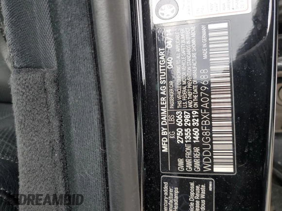 2015 Mercedes-Benz S 550 with VIN WDDUG8FBXFA079688, listed as a Copart auction lot 54261915 with 103,225 mi miles and Salvage Title. Bid and sale history available at DreamBid. Image 12.