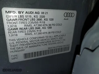 2022 Audi Q3 Premium with VIN WA1AUCF33N1002302, listed as a Copart auction lot 51973985 with 49,886 mi miles and Salvage Title. Bid and sale history available at carsss.com. Image 13.