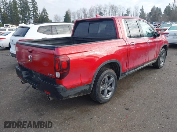 2022 Honda Ridgeline RTL-E with VIN 5FPYK3F74NB011358, listed as a IAAI auction lot 41431157 with 26,116 mi miles and . Bid and sale history available at DreamBid. Image 4.