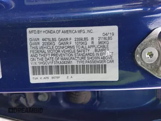2019 Honda Accord Sport with VIN 1HGCV1F37KA082961, listed as a IAAI auction lot 41834095 with 44,167 mi miles and . Bid and sale history available at carsss.com. Image 9.