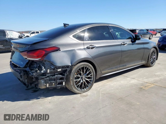 2018 Genesis G80 Sport with VIN KMHGN4JB5JU219162, listed as a Copart auction lot 46816185 with 58,056 mi miles and Salvage Title. Bid and sale history available at DreamBid. Image 3.