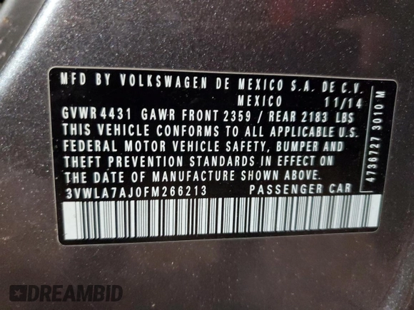 2015 Volkswagen Jetta Sedan 2.0L TDI SEL with VIN 3VWLA7AJ0FM266213, listed as a Copart auction lot 42366185 with 113,992 mi miles and Salvage Title. Bid and sale history available at carsss.com. Image 14.