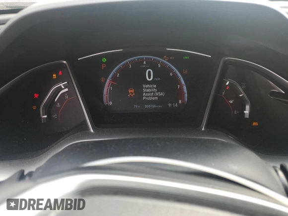 2019 Honda Civic Sport with VIN 19XFC2F80KE031091, listed as a Copart auction lot 54488535 with 68,106 mi miles and Salvage title. Bid and sale history available at DreamBid. Image 9.