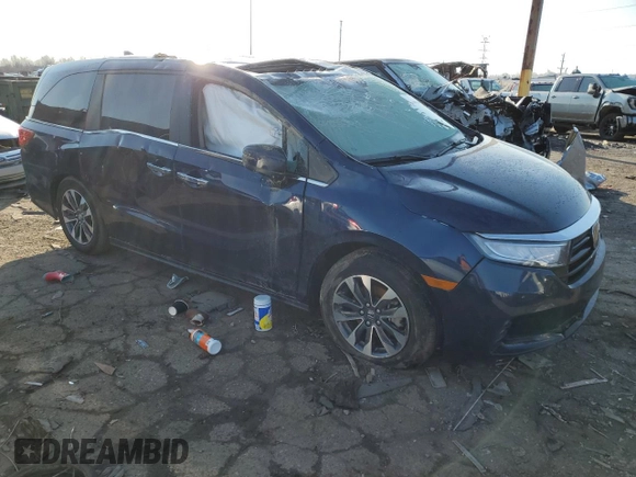 2024 Honda Odyssey EX-L with VIN 5FNRL6H69RB066846, listed as a Copart auction lot 52142105 with 9,117 mi miles and Salvage Title. Bid and sale history available at DreamBid. Image 4.