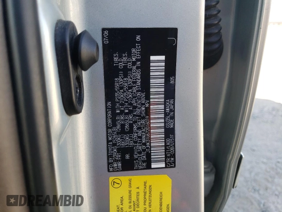 2007 Lexus RX 350 z VIN JTJHK31U672016019, wystawiony jako Copart lot #58622325 z przebiegiem 162 901 mil mil oraz Szkoda całkowita • Salvage title. Historia ofert i sprzedaży dostępna na DreamBid. Obrazek 13.