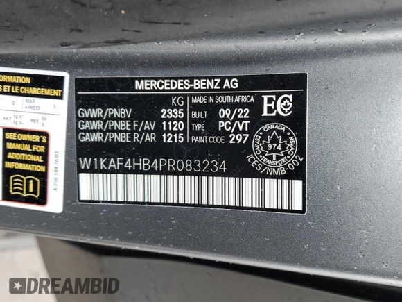 2023 Mercedes-Benz C 300 z VIN W1KAF4HB4PR083234, wystawiony jako Copart lot #57289425 z przebiegiem 62 648 mil mil oraz Szkoda całkowita • Salvage title. Historia ofert i sprzedaży dostępna na DreamBid. Obrazek 12.