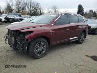 2019 Infiniti QX60 Luxe with VIN 5N1DL0MN4KC511612, listed as a Copart auction lot 43477525 with 49,544 mi miles and Salvage title. Bid and sale history available at DreamBid. Image 1.
