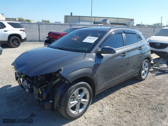 2023 Hyundai Kona SEL with VIN KM8K62AB9PU061431, listed as a IAAI auction lot 41890284 with 3,377 mi miles. Bid and sale history available at carsss.com. Image 2.