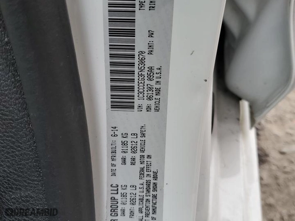 2015 Chrysler 200 C with VIN 1C3CCCEG3FN530670, listed as a Copart auction lot 44214105 with 142,326 mi miles and Salvage Title. Bid and sale history available at carsss.com. Image 14.