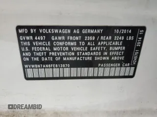 2015 Volkswagen CC R-Line with VIN WVWBN7AN6FE813870, listed as a Copart auction lot 52073215 with 155,216 mi miles and Clean Title. Bid and sale history available at DreamBid. Image 12.