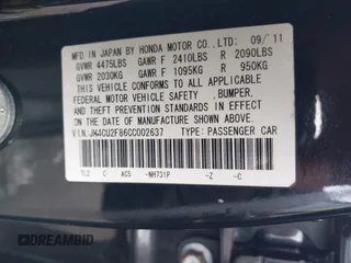 2012 Acura TSX Special Edition с VIN JH4CU2F86CC002637, выставлен на аукционе IAAI как лот 41385000 с пробегом 205 534 миль миль и . История ставок и продаж доступна на DreamBid. Изображение 9.
