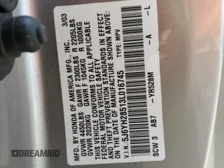 2003 Honda Element EX z VIN 5J6YH28513L016745, wystawiony jako Copart lot #60483055 z przebiegiem 241 539 mil mil oraz Szkoda całkowita • Salvage title. Historia ofert i sprzedaży dostępna na DreamBid. Obrazek 13.